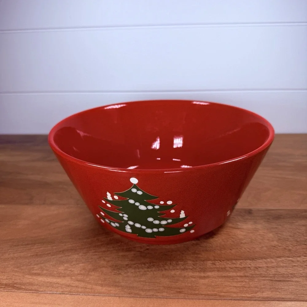 Vtg Waechtersbach Christmas Tree Lg Red Serving Salad Vegetable Bowl 9